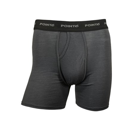 POINT6 Men's Merino Boxer Brief, Charcoal, Extra Large 81-9001-218-08